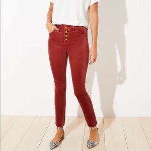 NWOT Loft Velvet Button-Fly Pants